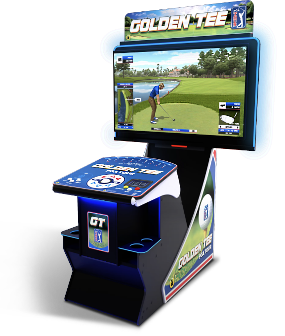 Golden Tee PGA Tour 2026 Home Deluxe Edition with stand